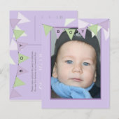 Invitation Carte Postale Affordable Bunting Boys Birthday Photo Party (Devant / Derrière)