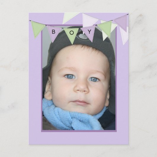 Invitation Carte Postale Affordable Bunting Boys Birthday Photo Party (Devant)