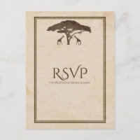 African Safari Giraffes Tree Vintage Wedding RSVP