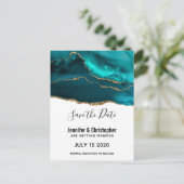 Invitation Carte Postale Agate moderne Turquoise or & blanc Enregistrer la (Debout devant)