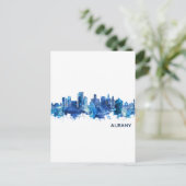 Invitation Carte Postale Albany New York Skyline Blue (Debout devant)