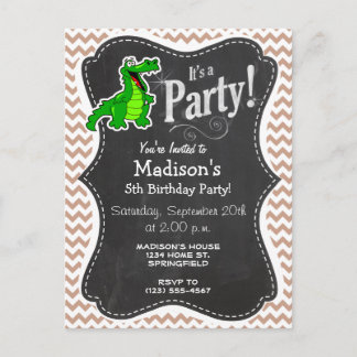 Invitation Carte Postale Alligator ; Brown Chevron