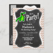 Invitation Carte Postale Alligator ; Brown Chevron (Devant / Derrière)