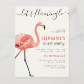 Invitation Carte Postale Allons faire la fête aux flamants | Fête d'anniver (Devant)