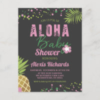 Aloha Baby rose Tropical Girl Baby shower foncé