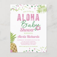 Aloha Bébé rose et vert Baby shower tropical fille