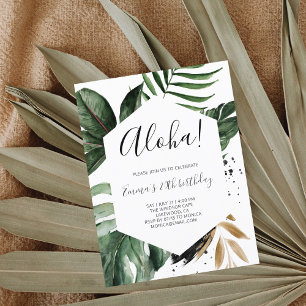 Invitation Carte Postale Aloha Green Fête d'Anniversaire Tropical