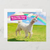 Invitation Carte Postale Alpaca Unicorne sous ciel ciel (Devant / Derrière)