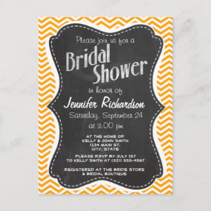 Invitation Carte Postale Amber Orange Chevron ; Vintage Chalkboard look