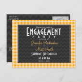 Invitation Carte Postale Amber Orange En vichy (Devant / Derrière)