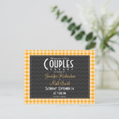 Invitation Carte Postale Amber Orange En vichy Couples Douche (Debout devant)