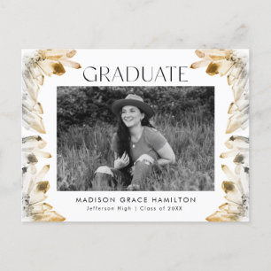 Invitation Carte Postale Amber Watercolor Crystal Photo Graduation Party