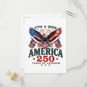 Invitation Carte Postale Américain 250e anniversaire USA Patriotique 4 juil