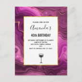 Invitation Carte Postale Améthyste Violet Et Agate Abstrait Or (Devant)