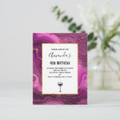 Invitation Carte Postale Améthyste Violet Et Agate Abstrait Or (Debout devant)