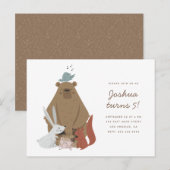 Invitation Carte Postale Amis Woodland | Fête d'anniversaire pour enfants (Devant / Derrière)
