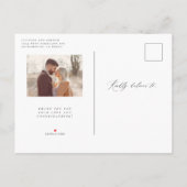 Invitation Carte Postale Amour chic B&W est patient Report de mariage (Dos)