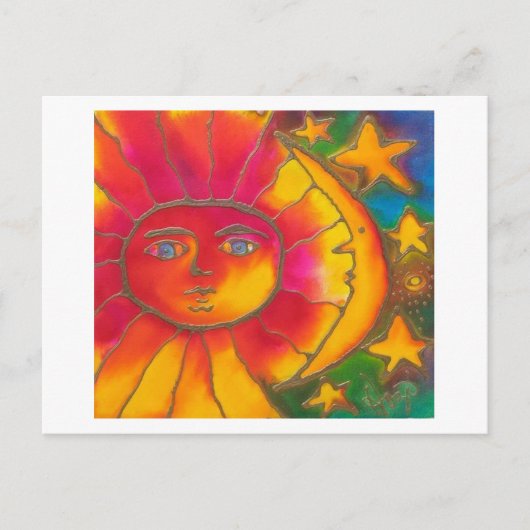 INVITATION CARTE POSTALE AMOUR SOUS LA LUNE DE SOLEIL & LES ÉTOILES (Devant)