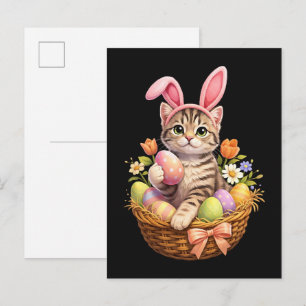 Invitation Carte Postale Amoureux de chatons mignons Joyeuses Pâques Chat