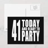 Invitation Carte Postale Amusant 41e anniversaire : 41 Aujourd'hui et prêt  (Devant / Derrière)