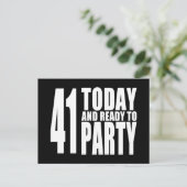 Invitation Carte Postale Amusant 41e anniversaire : 41 Aujourd'hui et prêt  (Debout devant)