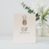 Invitation Carte Postale Ananas Rustique Tropical Hawaiian Wedding RSVP (Debout devant)