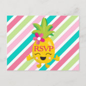 Invitation Carte Postale Ananas souriant RSVP (Devant)