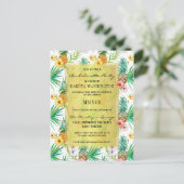 Invitation Carte Postale Ananas Tropical & Hibiscus Bachelorette (Debout devant)