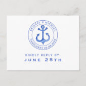 Invitation Carte Postale Ancre bleue marine | Mariage RSVP (Devant)