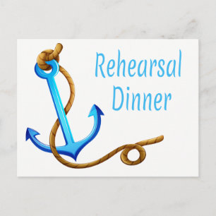 Invitation Carte Postale Ancre de navire nautique bleu turquoise mariage fê