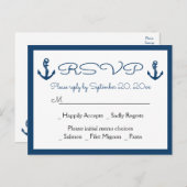 Invitation Carte Postale Ancre de plage Plage Marine Blue Nautique Mariage (Devant / Derrière)