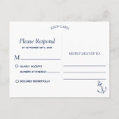 Invitation Carte Postale Ancre d'esquisse marine blanc RSVP (Dos)