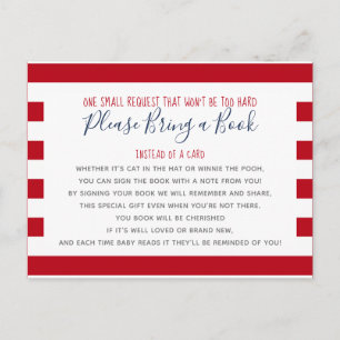 Invitation Carte Postale Ancre nautique Apportez un Baby shower de biblioth