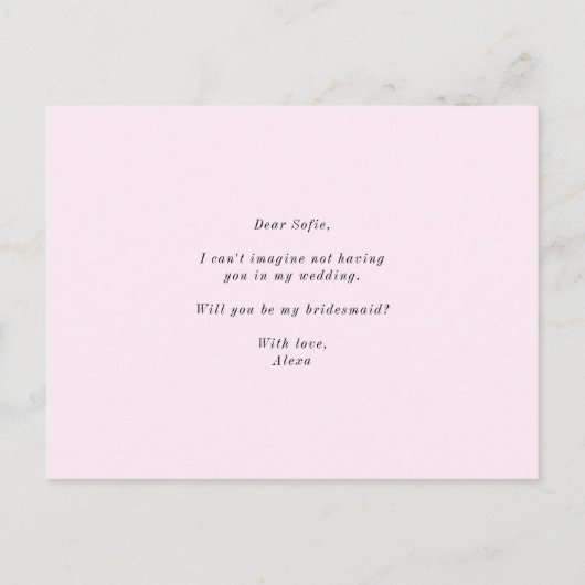 Invitation Carte Postale Anémones roses à l'aquarelle Veux-tu être ma demoi (Dos)