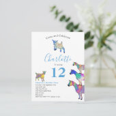 Invitation Carte Postale Animaux de la ferme de chèvres 12e fête d'annivers (Debout devant)