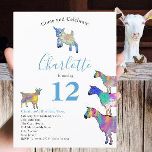 Invitation Carte Postale Animaux de la ferme de chèvres 12e fête d'annivers
