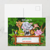 Invitation Carte Postale Animaux safari de dessin animé (Devant / Derrière)