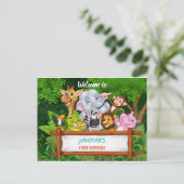 Invitation Carte Postale Animaux safari de dessin animé (Debout devant)