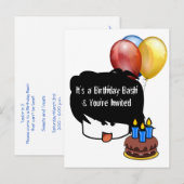 Invitation Carte Postale Anime 3 ans d'anniversaire (Devant / Derrière)