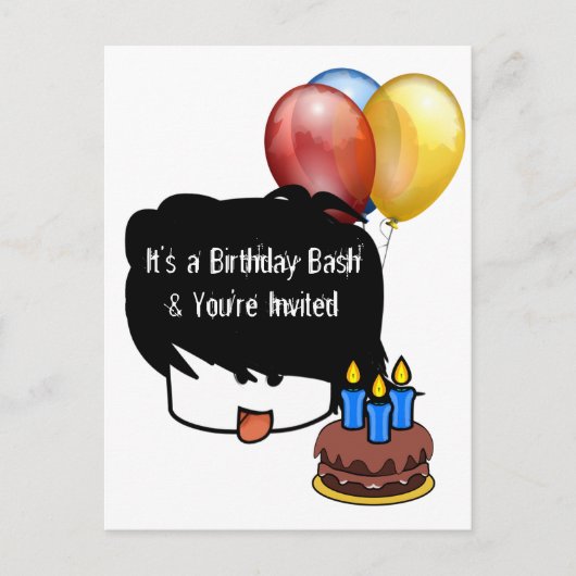 Invitation Carte Postale Anime 3 ans d'anniversaire (Devant)