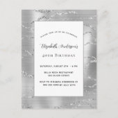 Invitation Carte Postale Anniversaire argent blanc élégant (Devant)