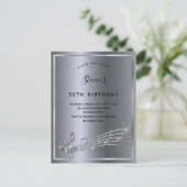 Invitation Carte Postale Anniversaire argent musique métallique notes (Debout devant)