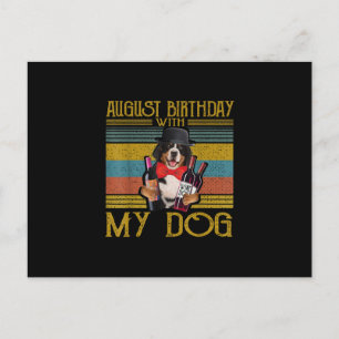 Invitation Carte Postale Anniversaire d'août avec mon chien de montagne ber