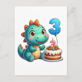 Invitation Carte Postale Anniversaire de Dino 3 ans