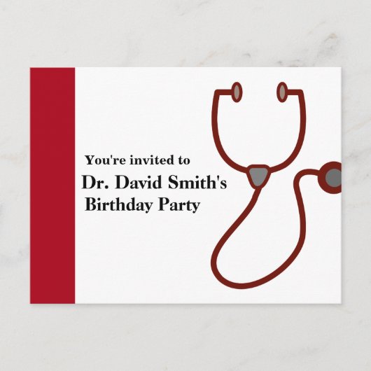 Invitation Carte Postale Anniversaire de docteur (Devant)