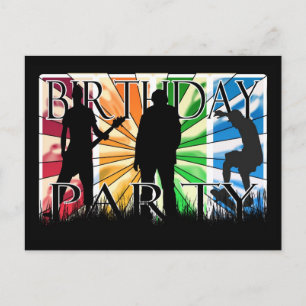 Invitation Carte Postale Anniversaire de fête avec skater, guiter playa