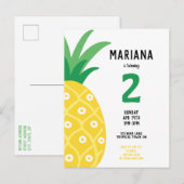 Invitation Carte Postale Anniversaire de Fruits Tutti à l'ananas (Devant / Derrière)