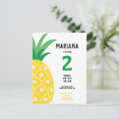 Invitation Carte Postale Anniversaire de Fruits Tutti à l'ananas (Debout devant)