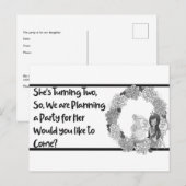 Invitation Carte Postale Anniversaire de la fille à deux ans (Devant / Derrière)