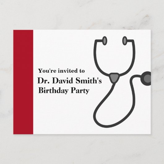 Invitation Carte Postale Anniversaire de médecin (Devant)